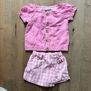 EUC 3T Nicole Miller Pink Button-Up Top and Skort set